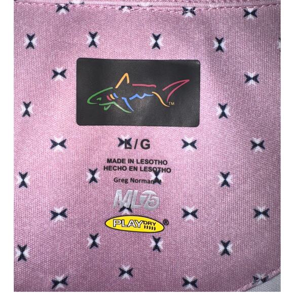 NWT Large Greg Norman ML 75 Play Dry Polo Shirt Mauve, Pink With Navy and White - Picture 3 of 7